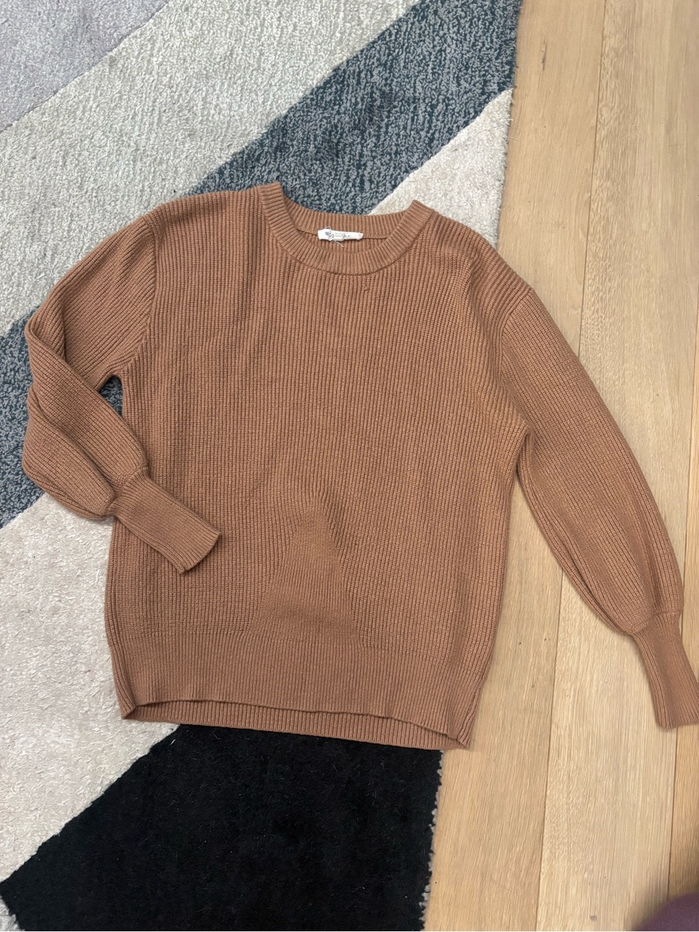 Workshop Republic Clothing Crewneck Ribbed Sweater - Camel Brown